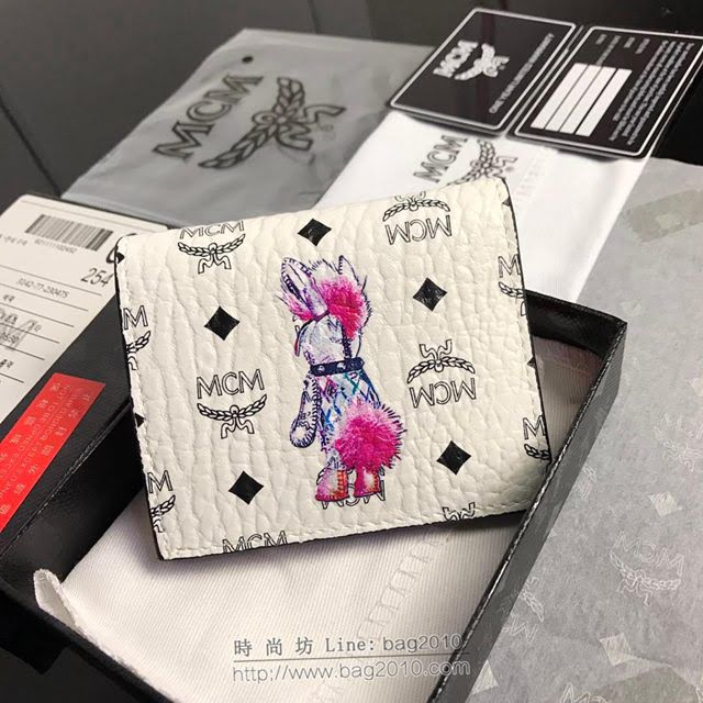 MCM錢包 原單 8014 兔子款兩折錢包 3D絲印圖案 MCM女短錢包 MCM零錢包  mdmc1339